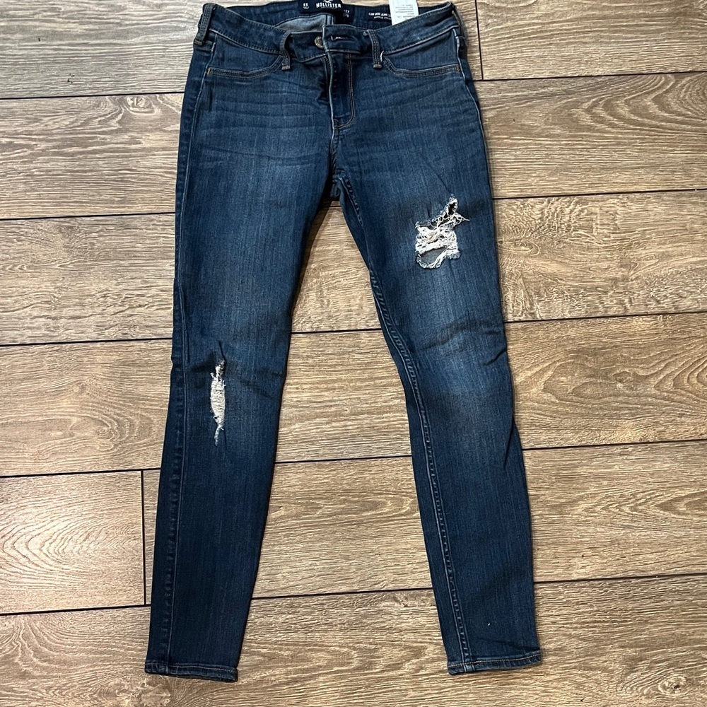Hollister Dark Blue Distressed Skinny Jeans